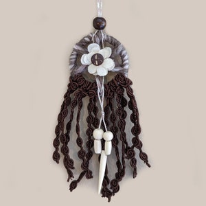 Mini Boho Dreamcatcher: Acrylic Yarn, Wood Beads Car Mirror Decor