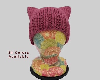 Kids Pussycat Hat, Girls Hat, Boys Hat, Child's Pussycat Hat, Kids Pussycat Beanie, Childs Pussycat Beanie, Pussycat Hat, Kids Winter Hat