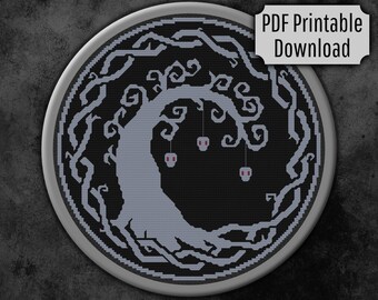 Tree of the Dead Cross Stitch Pattern PDF Download , Legend of Sleepy Hollow Gothic X Stitch