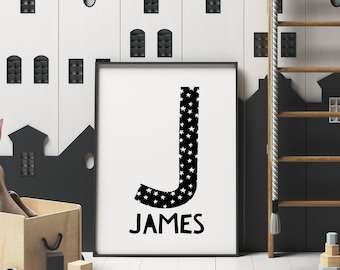 Nursery Print, Personalised Name Print, Nursery Wall Art, Personalised Print, Custom Nursery Art, Boys Name, Monogram Print, Nursery Decor