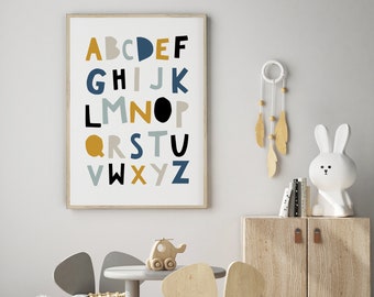 Alphabet Poster, Nursery Prints, Playroom Decor, Kids Room Decor, Kids Prints, Alphabet Wall Art, Toddler Wall Art, ABC, Nursery Wall Art