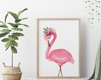 Flamingo Nursery, Nursery Print, Nursery Wall Art, Flamingo Print, Tropical Nursery, Baby Girl, Girls Room Decor, Flamingo Poster, Gift