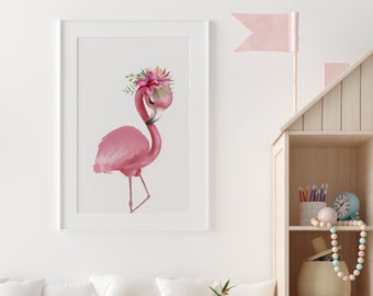 Nursery Print, Nursery Wall Art, Flamingo Print, Flamingo Nursery, Tropical Nursery, Baby Girl, Girls Room Decor, Flamingo Poster, Gift