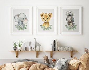 Nursery Wall Art, Set of 3,  Nursery Prints, Baby, Boys, Girls Nursery, Safari, Animal, Woodland Nursery Decor, Animal Prints, Nursery Art