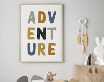 Nursery Print, Adventure Nursery Wall Art, Jungle Nursery, Tropical Nursery, Kids Wall Art, Kids Bedroom Decor, Kids Poster, Scandi Nursery