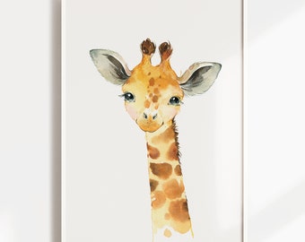 Giraffe Nursery Print, Baby, Boy, Girl Nursery Decor, Jungle Animals Nursery Wall Art, Baby Animals, Gender Neutral Nursery, Safari Nursery