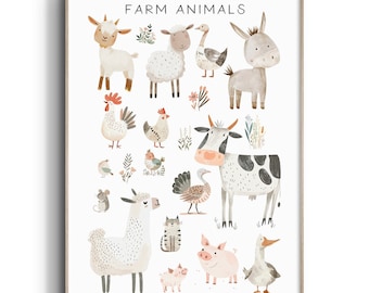 Farm Animal Print, Farm Nursery Wall Art, Farm Animals, Kids Farm Room Decor, Nursery Prints, Nursery Wall Art, Farm Nursery Decor,