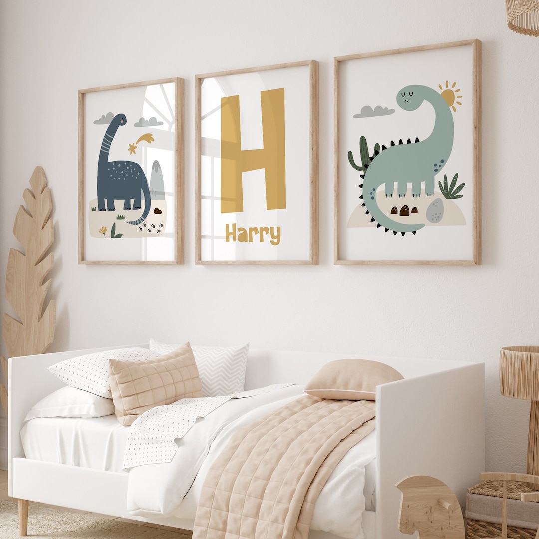 Set De 4 Dinosaur Nursery Bedroom Playroom A4 Poster Prints PO170