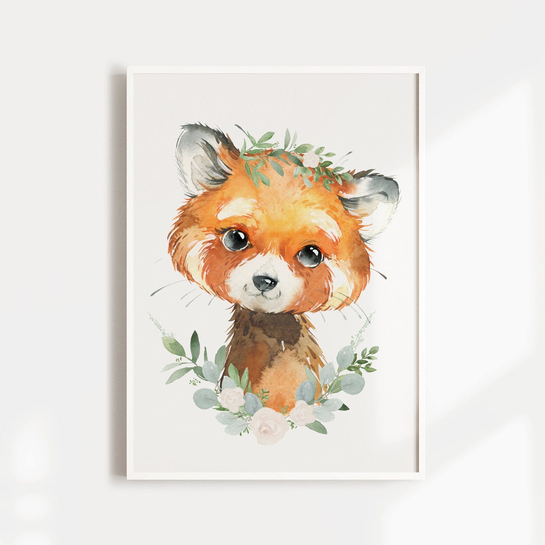 Girls Nursery Wall Art Print, Baby Panda, Animal Nursery, Woodland ...