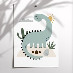 Dinosaur Nursery Prints, Boys Bedroom Decor, Dinosaur Wall Art, Set of 3 Prints, Personalised Name Print, Kids Wall Art, Dinosaur Nursery