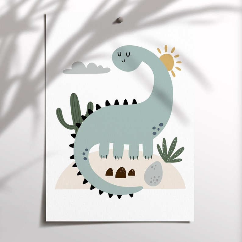 Dinosaur Nursery Prints, Boys Bedroom Decor, Dinosaur Wall Art, Set of 3 Prints, Personalised Name Print, Kids Wall Art, Dinosaur Nursery