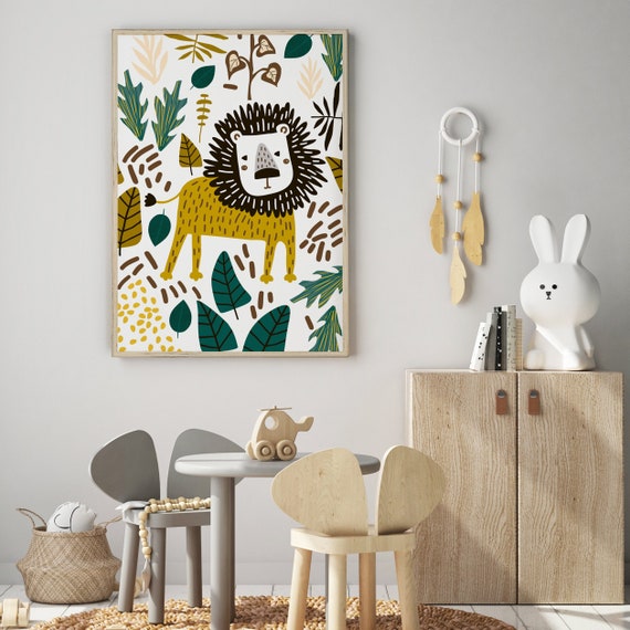 Lion Nursery Print, Scandi Wall Art, Safari Nursery Print, Lion Nursery Art, Boys Bedroom Prints, Kids Wall Art, Nursery Prints Boy, Jungle
