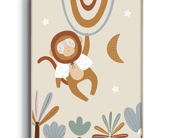 Safari Nursery Print, Safari Nursery Wall Art, Safari Nursery, Jungle Nursery Art, Safari Nursery Decor, Safari Animal  Monkey Kids Art