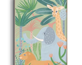 Safari Nursery Print, Safari Nursery Wall Art, Jungle Animal Wall Art, Kids Room Art, Safari Nursery Art, Giraffe, Elephant, Lion