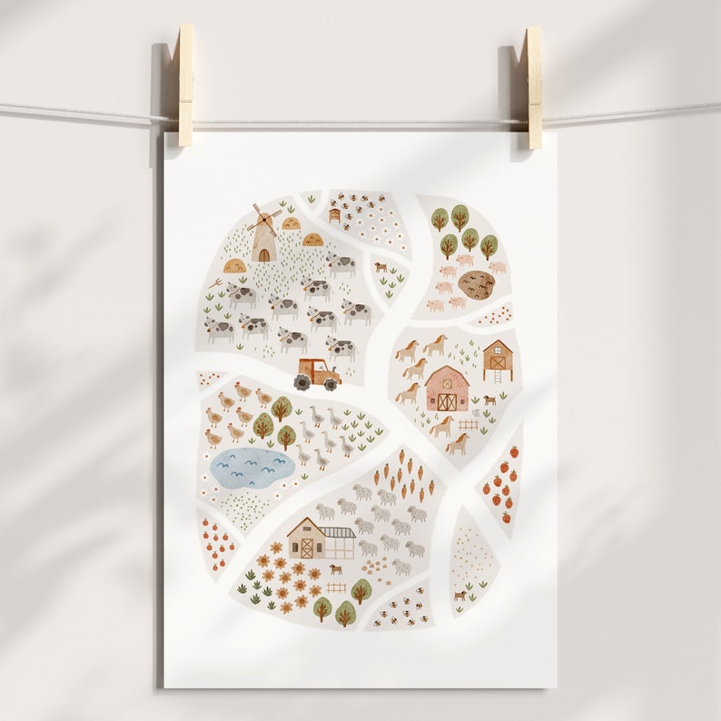 Nursery Prints, Nursery Wall Art, On The Farm Print Nursery Decor, Kids Wall Art