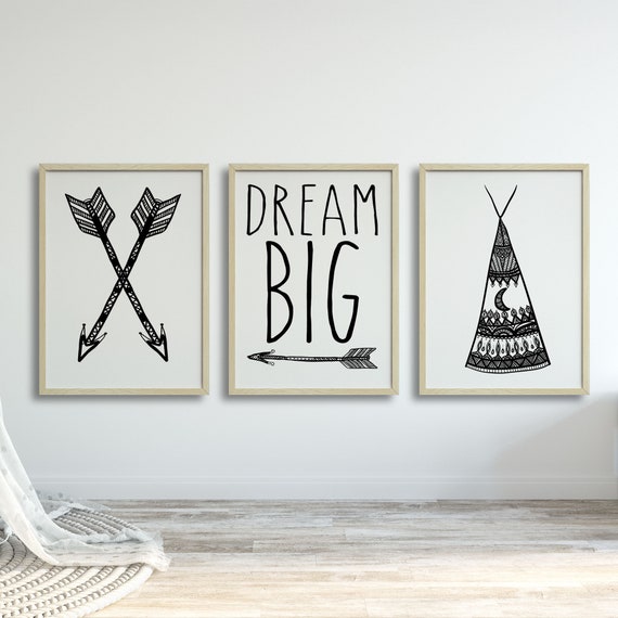 Nursery Print Set Boho Bedroom Wall Art Tribal Prints Etsy