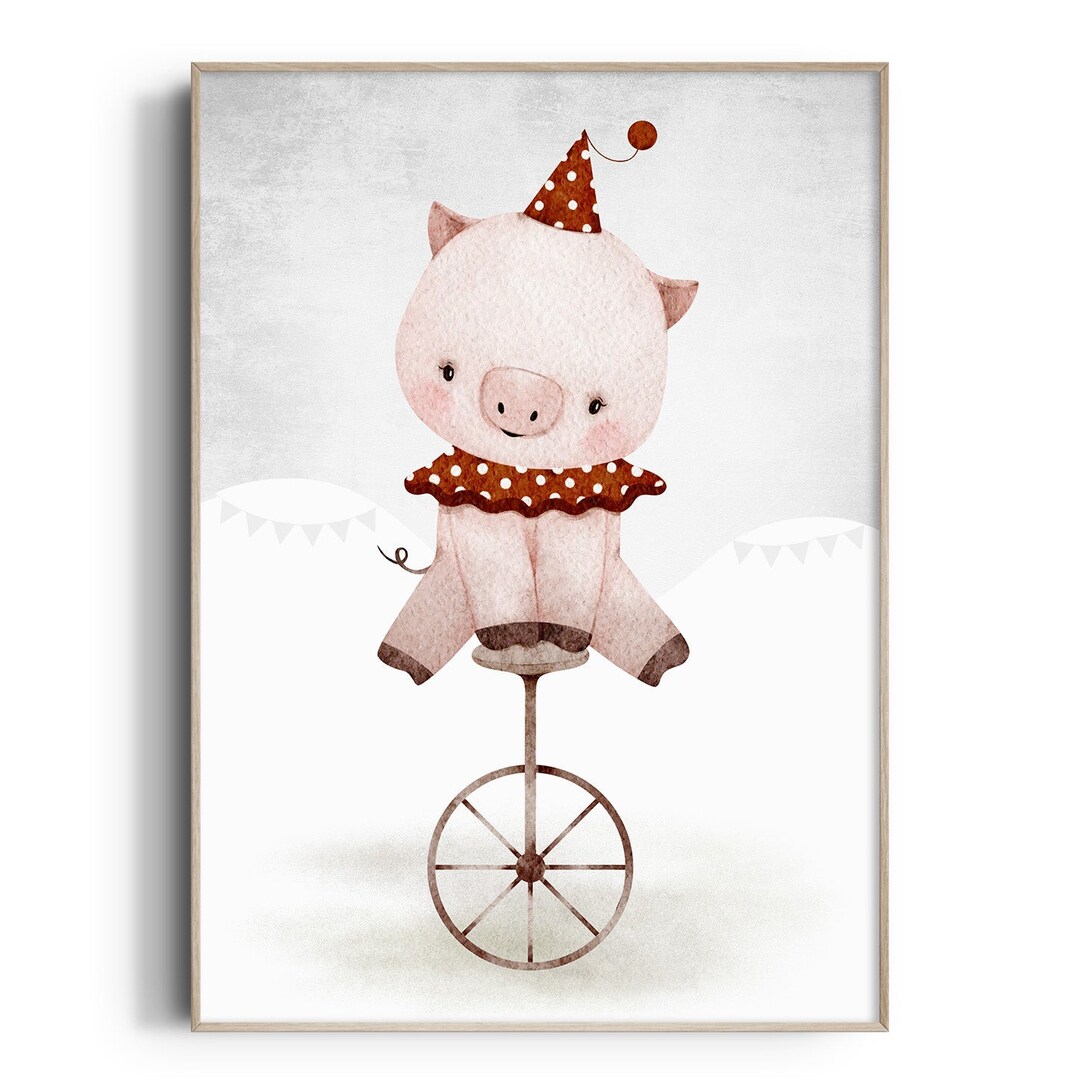 Circus Nursery Print, Circus Animal Wall Art, Pig, Kids Room Prints ...