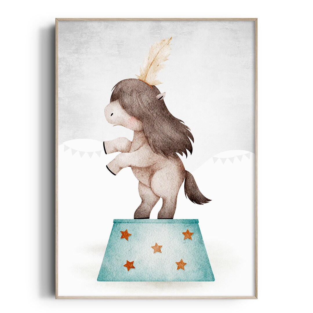 Circus Nursery Print, Circus Animal Wall Art, Donkey, Kids Room Prints ...