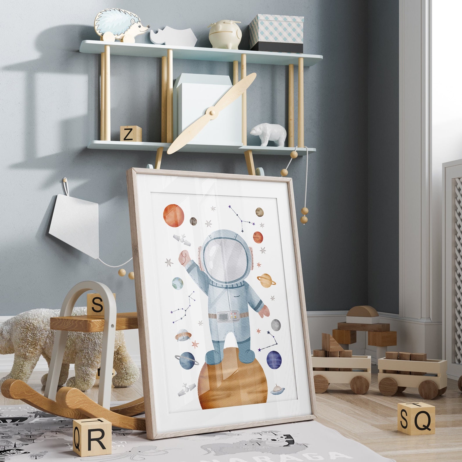 Astronaut Print, Nursery Wall Art, Space Nursery Prints, Boys Room Wall ...