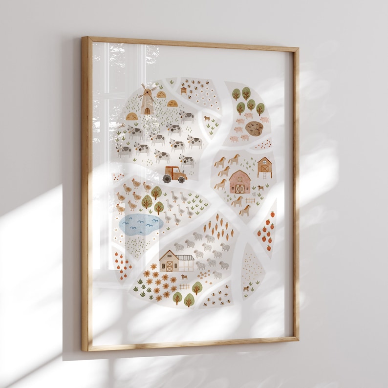 Nursery Prints, Nursery Wall Art, On The Farm Print Nursery Decor, Kids Wall Art