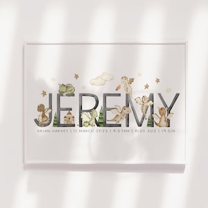 Dragon Nursery Print, Custom Name Wall Art, Dragon Nursery Art, Dragon Nursery Wall Art, Dragon Nursery Decor, Fairytale, Birth Print, Boy