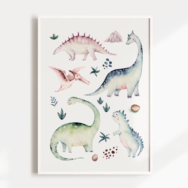 Dinosaur Nursery Wall Art New Baby Gift Dinosaur Nursery Boys Wall Art Botanical Boys Bedroom Decor Nursery Print Dinosaur Poster