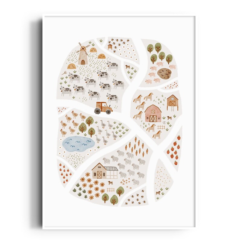 Nursery Prints, Nursery Wall Art, On The Farm Print Nursery Decor, Kids Wall Art