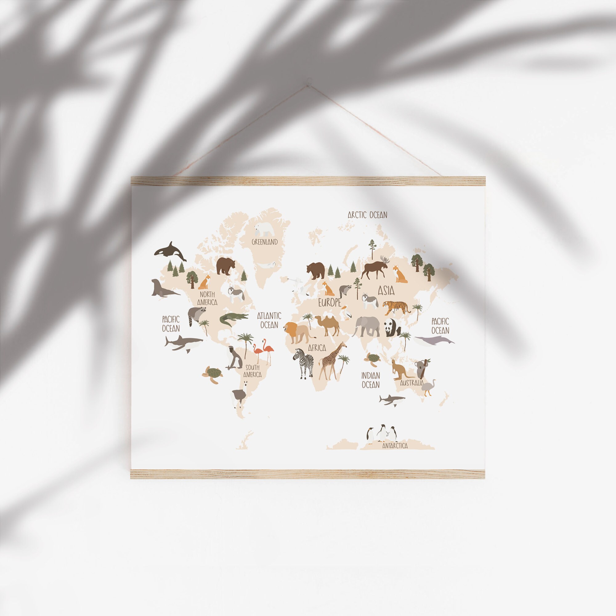 Nursery Print, Kids Animal Wall Art, World Map Nursery Print, Jungle ...