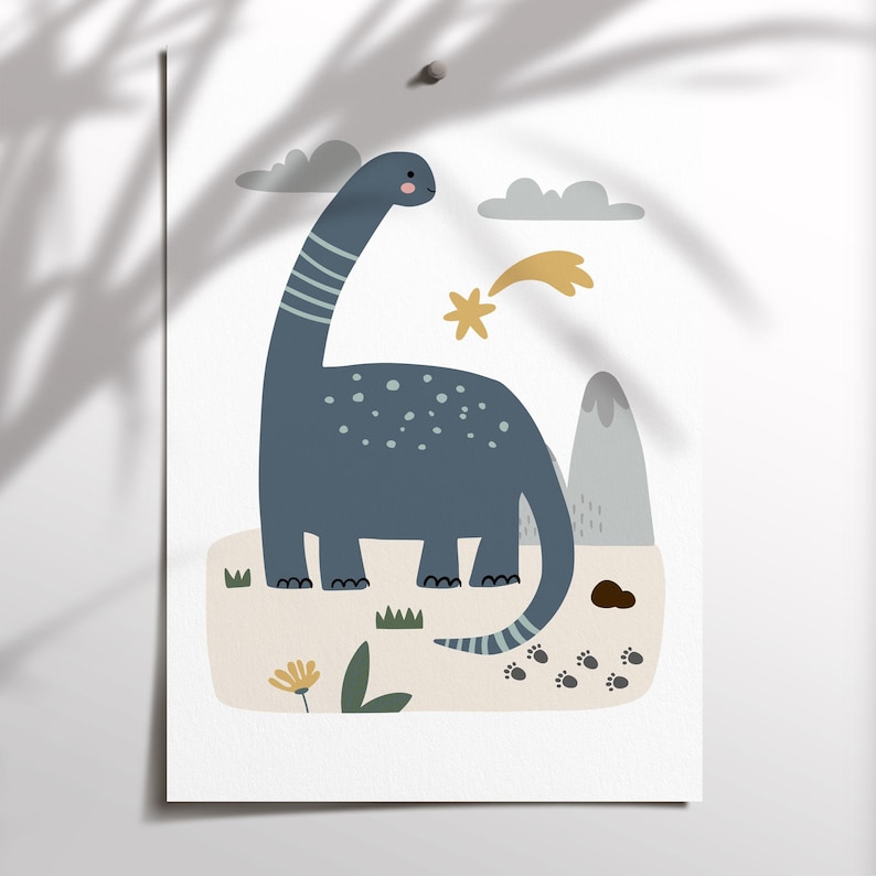 Dinosaur Nursery Prints, Boys Bedroom Decor, Dinosaur Wall Art, Set of 3 Prints, Personalised Name Print, Kids Wall Art, Dinosaur Nursery