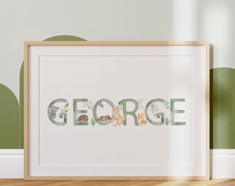 Australian Animals Name Print, Australian Animals Nursery Wall Art, Animal Nursery Decor, Nursery Print, Animal Name Print, Baby Shower Gift