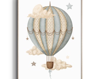 Hot Air Balloon Nursery Wall Art, Adventure Nursery Decor, Nursery Wall Art, Transport Nursery, Adventure Nursery, Hot Air Balloon Print