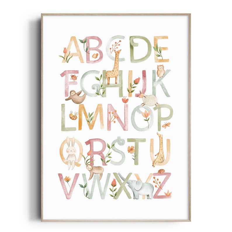 Woodland Animal Alphabet Print, Nursery Print, Nursery Wall Art ...