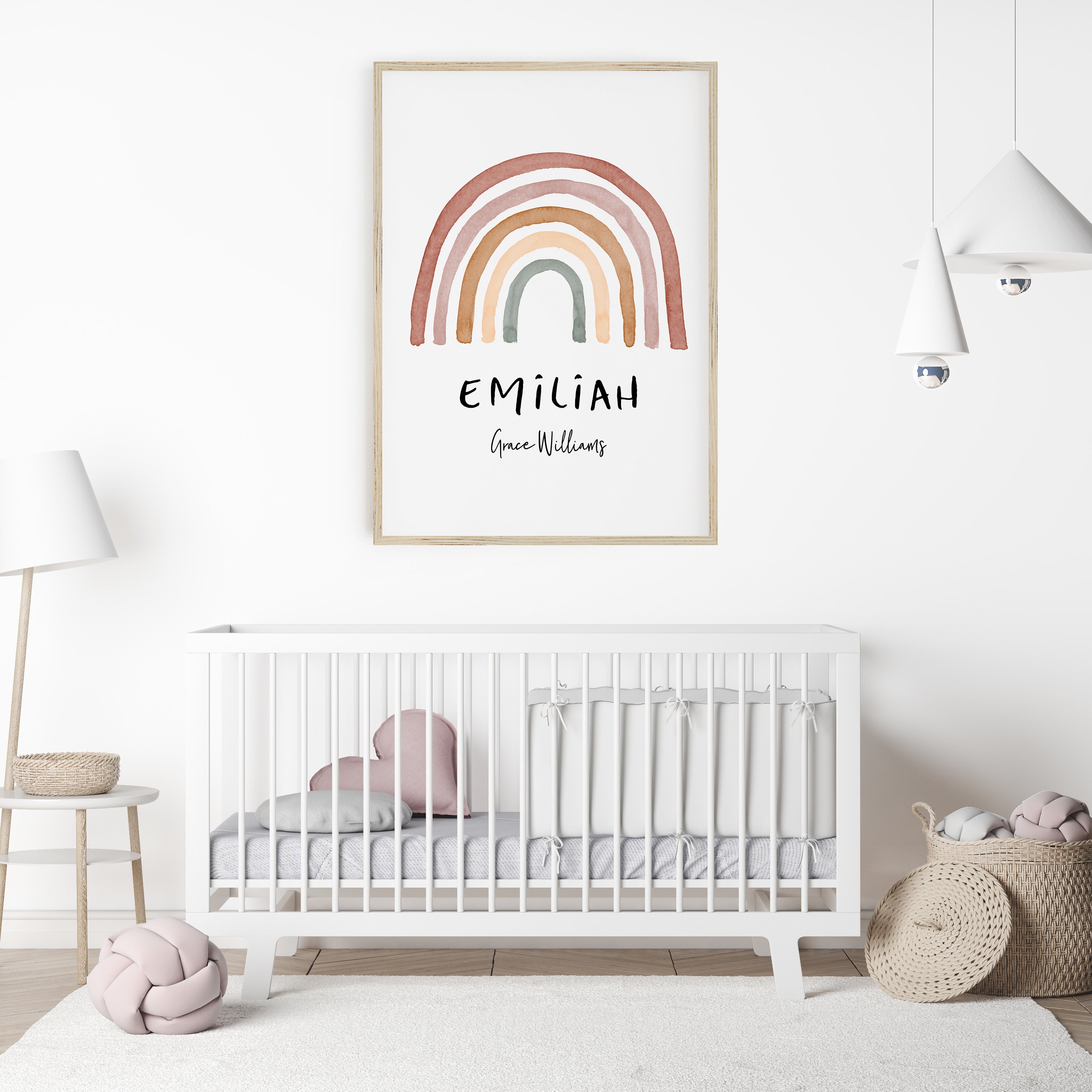Nursery Print, Rainbow Wall Art, Personalised Name Print, Rainbow ...