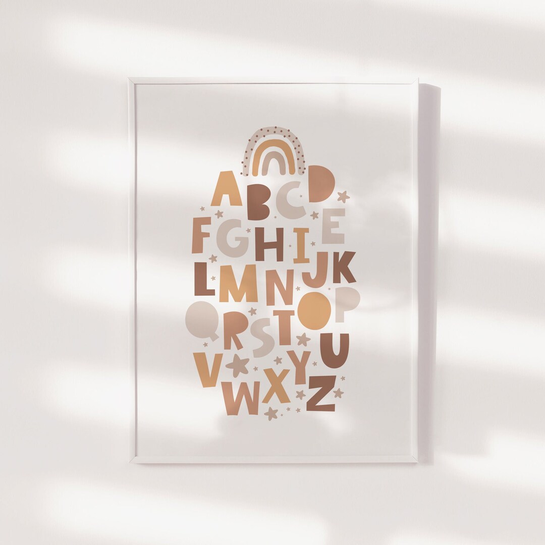 Boho Nursery Print, Muted ABC Alphabet Print, Neutral Nursery Wall Art ...