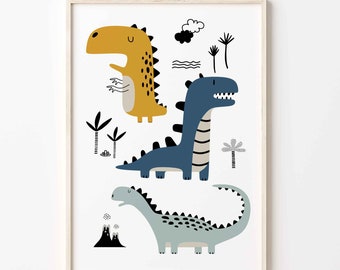 Nursery Wall Art, Dinosaur Print, Kids Wall Art, Dinosaur Decor, Boys Room Wall Art, Nursery Prints, Dinosaur Poster, Playroom Wall Art