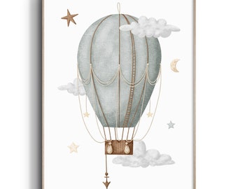 Hot Air Balloon Nursery Wall Art, Adventure Nursery Decor, Nursery Wall Art, Transport Nursery, Adventure Nursery, Hot Air Balloon Print