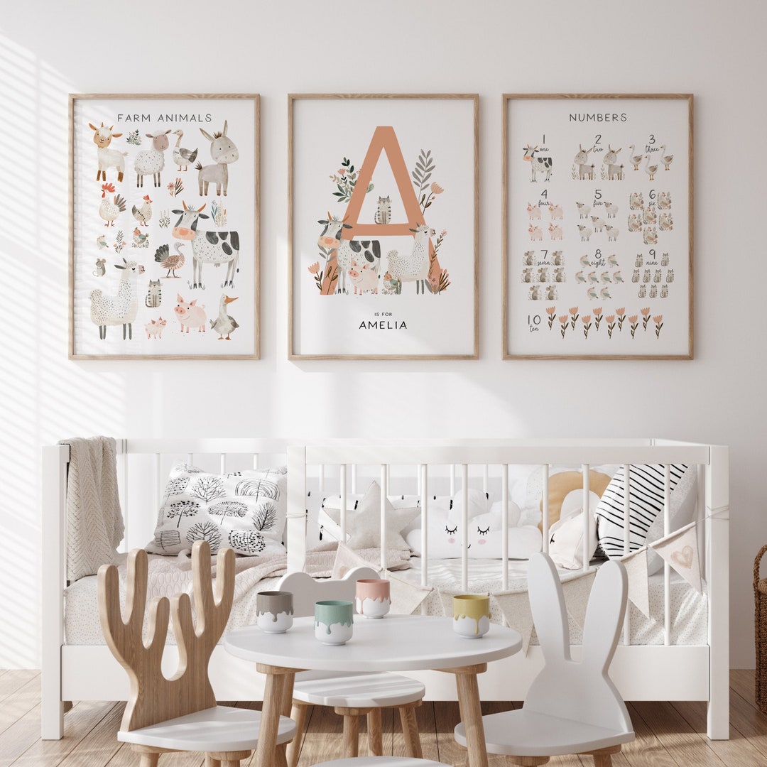 Farm Animal Nursery Wall Art Prints, Set of 3, Farm Nursery, Animal ...