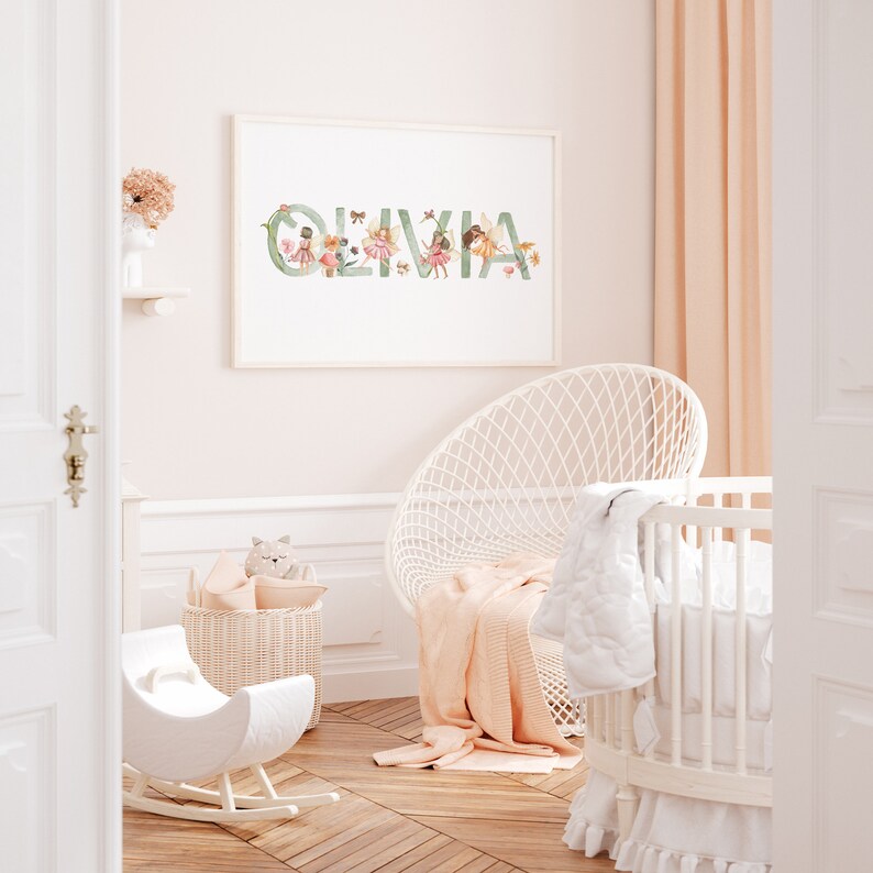 Woodland Fairy Nursery Print, Personalised Name Print, Girls Nursery ...