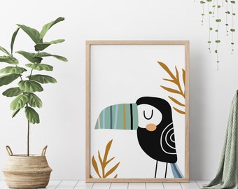 Toucan Nursery Print, Tropical Wall Art, Jungle Nursery Print, Toucan Nursery Art, Kids Bedroom Prints, Kids Wall Art, Nursery Prints Jungle