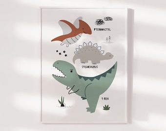 Nursery Print, Dinosaur Wall Art,  Kids Playroom Wall Art, Nursery Decor, Boys Bedroom Poster, Dinosaur Wall Art, Nursery Wall Art, Gift