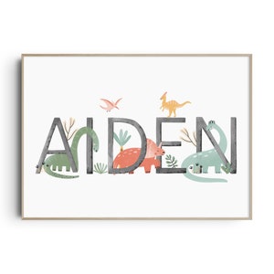 Dinosaur Nursery Print, Dinosaur Nursery Decor, Dinosaur Name Print, Personalised Name Print, Baby Name Sign, Nursery Wall Art, Nursery Art
