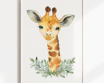 Nursery Wall Art, Nursery Prints, Giraffe, Baby Boy, Safari, Jungle, Greenery, Woodland Nursery Decor, Animal Nursery Prints, Nursery Art,