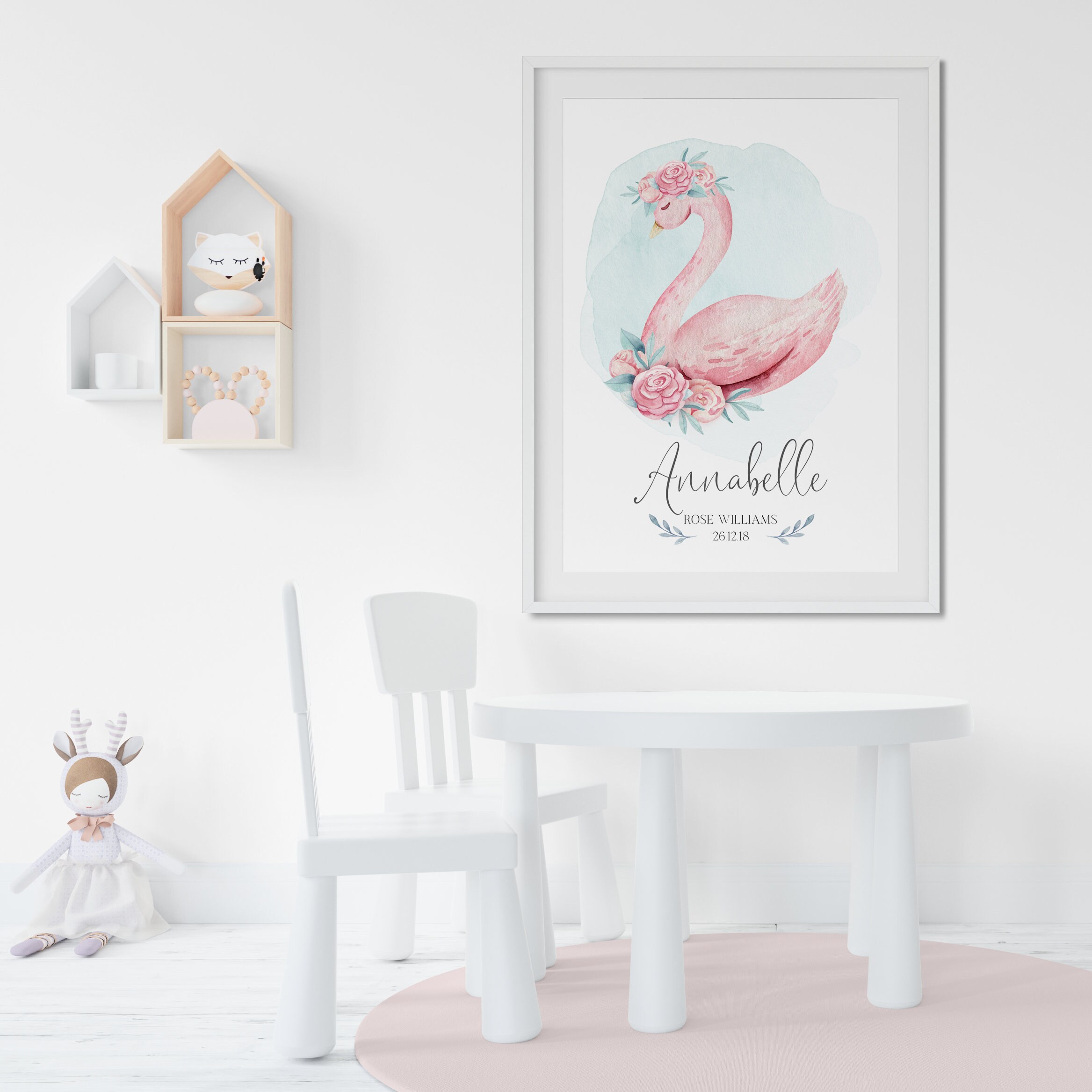 Nursery Print, Personalised Birth Print, Baby Girl Nursery Wall Art ...
