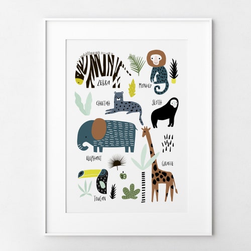Nursery Print Jungle Animal Wall Art Boys Room Decor Kids Etsy