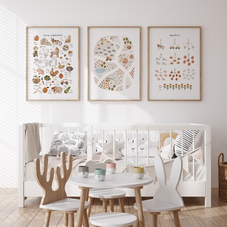 Nursery Prints, Nursery Wall Art, On The Farm Print Nursery Decor, Kids Wall Art