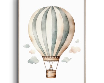 Hot Air Balloon Nursery Wall Art, Adventure Nursery Decor, Nursery Wall Art, Transport Nursery, Adventure Nursery, Hot Air Balloon Print