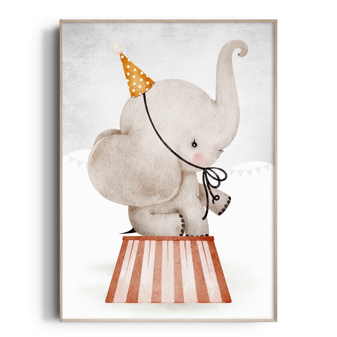 Circus Nursery Print, Circus Animal Wall Art, Elephant, Kids Room ...