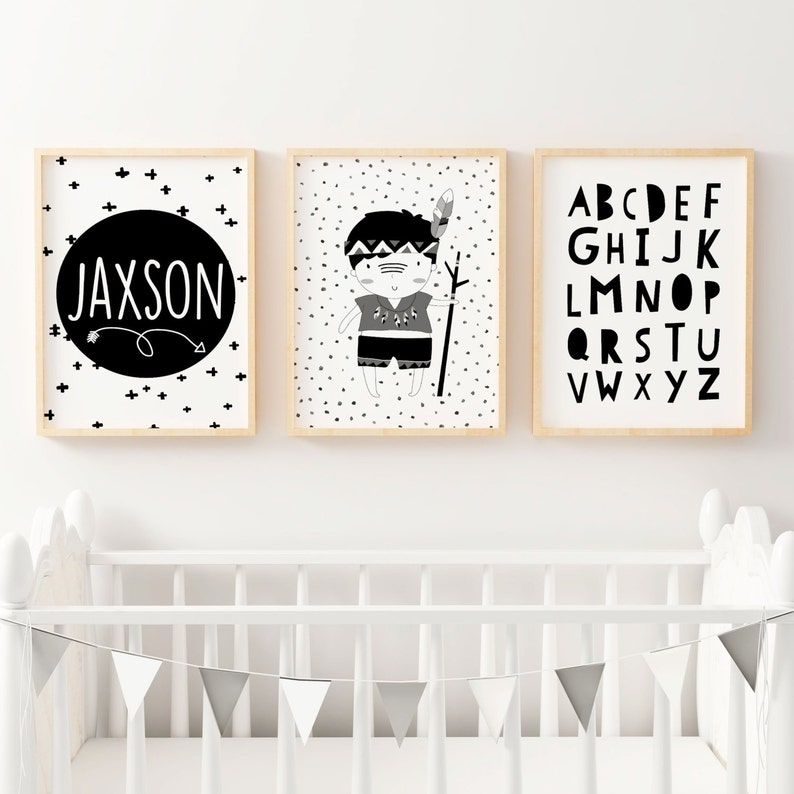 Boys Tribal Monochrome Nursery Bedroom Prints Kids Wall Art | Etsy
