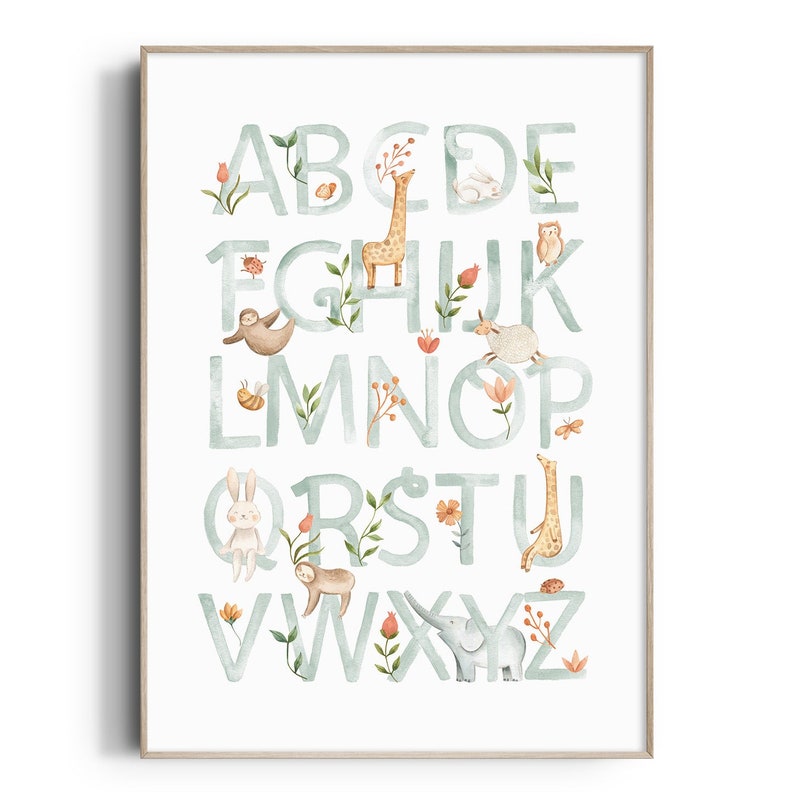Woodland Animal Alphabet Print, Nursery Print, Nursery Wall Art ...