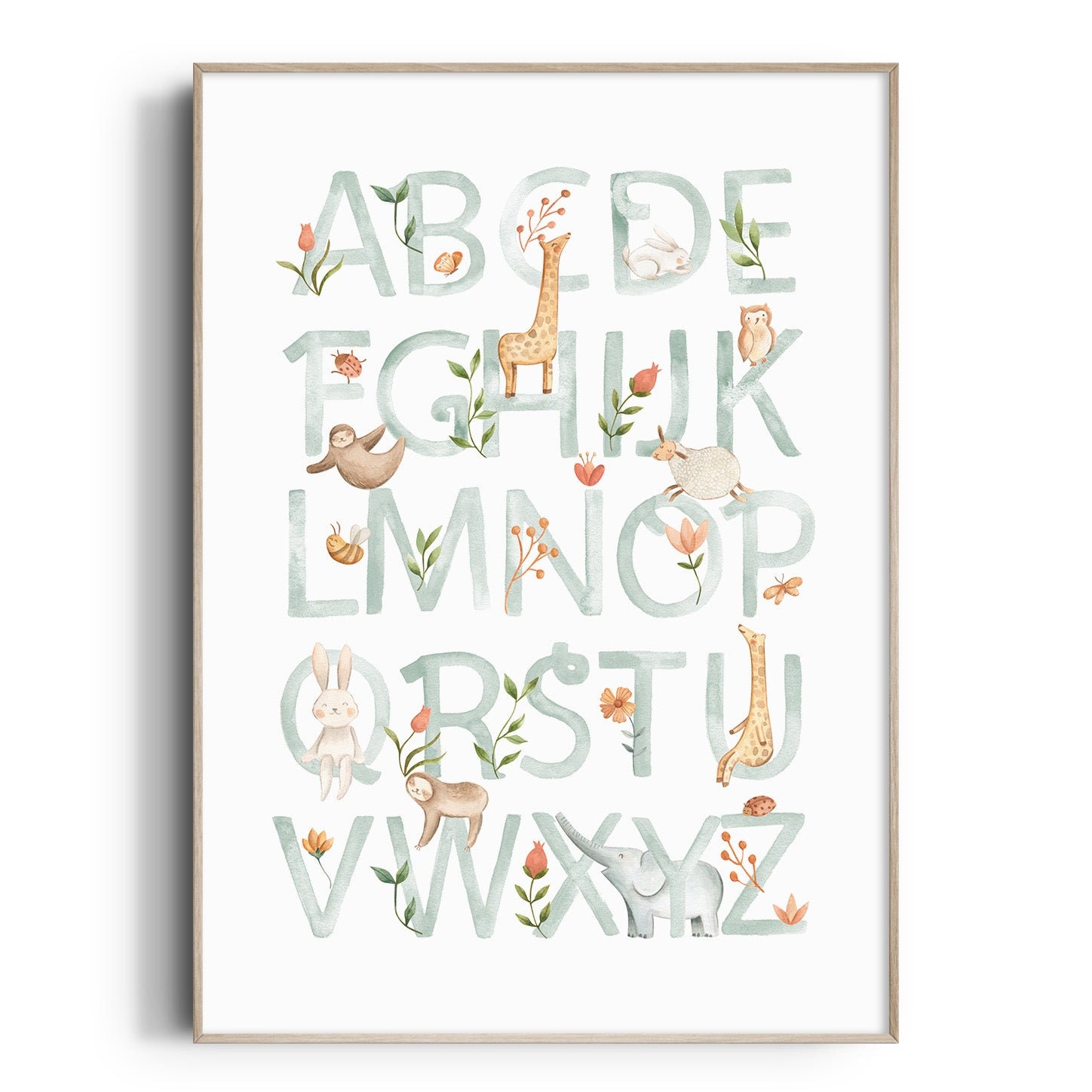 Woodland Animal Alphabet Print, Nursery Print, Nursery Wall Art ...